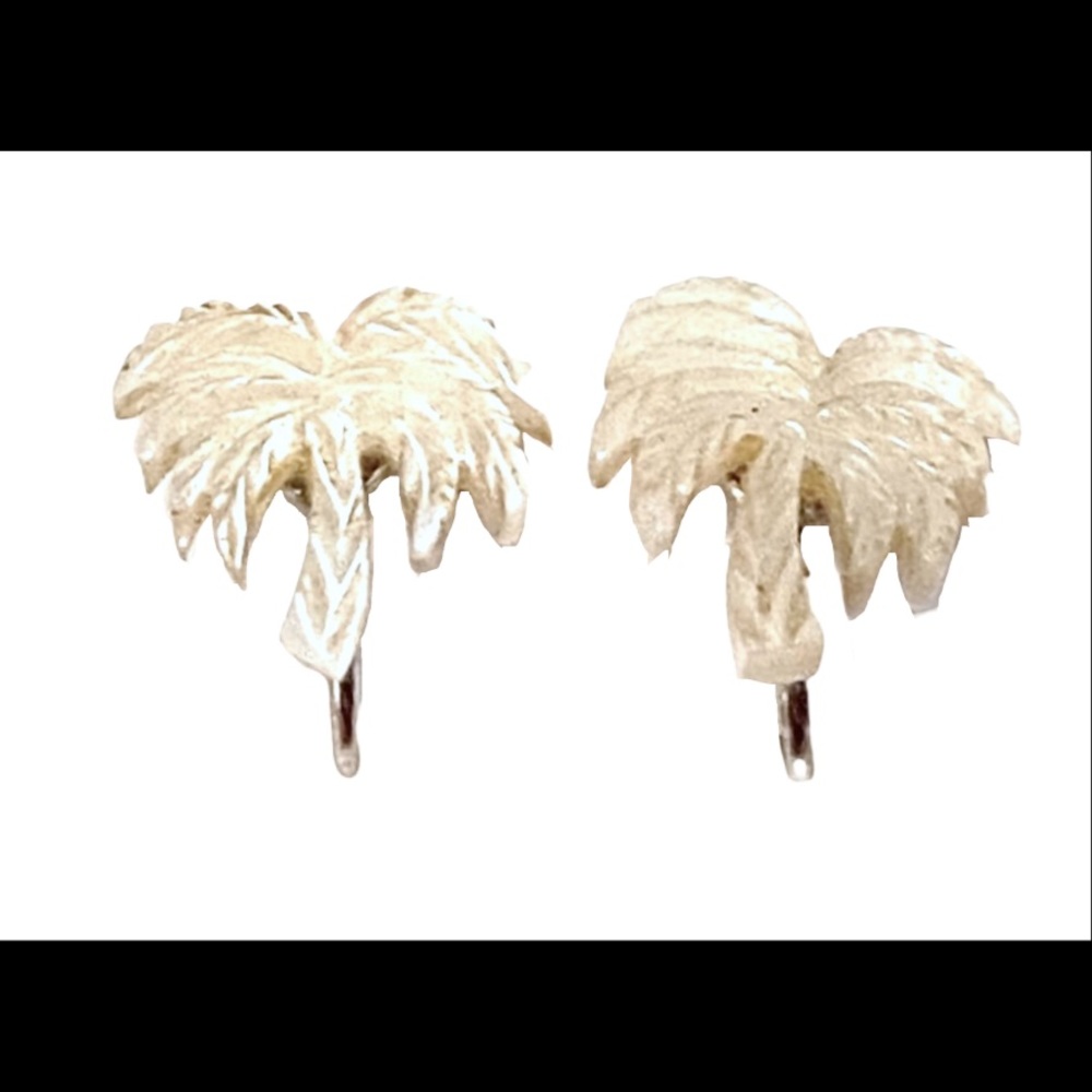 1940s PALM TREE MOP Earrings Art Deco Vintage Sterling silver